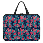 Flamingo And Hawaiian Floral Print Laptop Sleeve With Handle