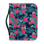 Flamingo And Hawaiian Floral Print Leather Bible Cover