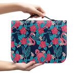 Flamingo And Hawaiian Floral Print Leather Bible Cover