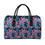Flamingo And Hawaiian Floral Print Leather Duffle Bag