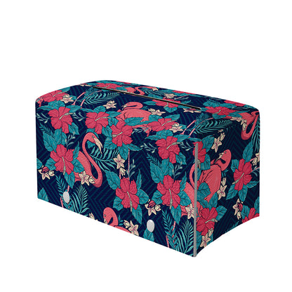 Flamingo And Hawaiian Floral Print Leather Tissue Box Cover