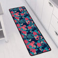 Flamingo And Hawaiian Floral Print Long Kitchen Mat