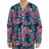 Flamingo And Hawaiian Floral Print Long Sleeve Baseball Jersey