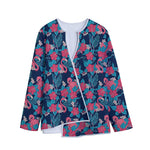 Flamingo And Hawaiian Floral Print Long Sleeve Short Coat