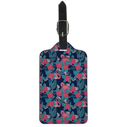 Flamingo And Hawaiian Floral Print Luggage Tag