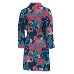 Flamingo And Hawaiian Floral Print Men's Bathrobe