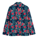 Flamingo And Hawaiian Floral Print Men's Blazer