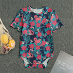 Flamingo And Hawaiian Floral Print Men's Bodysuit