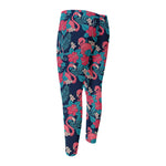 Flamingo And Hawaiian Floral Print Men's Compression Pants