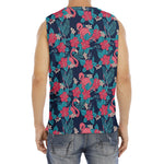 Flamingo And Hawaiian Floral Print Men's Fitness Tank Top