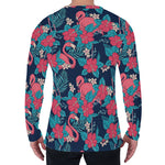 Flamingo And Hawaiian Floral Print Men's Long Sleeve T-Shirt