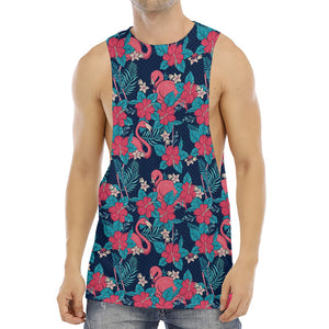 Flamingo And Hawaiian Floral Print Men's Muscle Tank Top