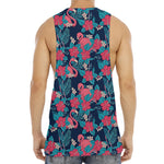 Flamingo And Hawaiian Floral Print Men's Muscle Tank Top