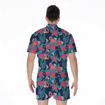Flamingo And Hawaiian Floral Print Men's Rompers