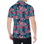 Flamingo And Hawaiian Floral Print Men's Shirt