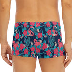 Flamingo And Hawaiian Floral Print Men's Short Boxer Briefs
