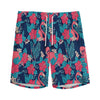 Flamingo And Hawaiian Floral Print Men's Sports Shorts