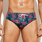 Flamingo And Hawaiian Floral Print Men's Swim Briefs