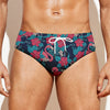 Flamingo And Hawaiian Floral Print Men's Swim Briefs