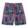 Flamingo And Hawaiian Floral Print Men's Swim Trunks