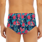 Flamingo And Hawaiian Floral Print Men's Triangle Swim Briefs