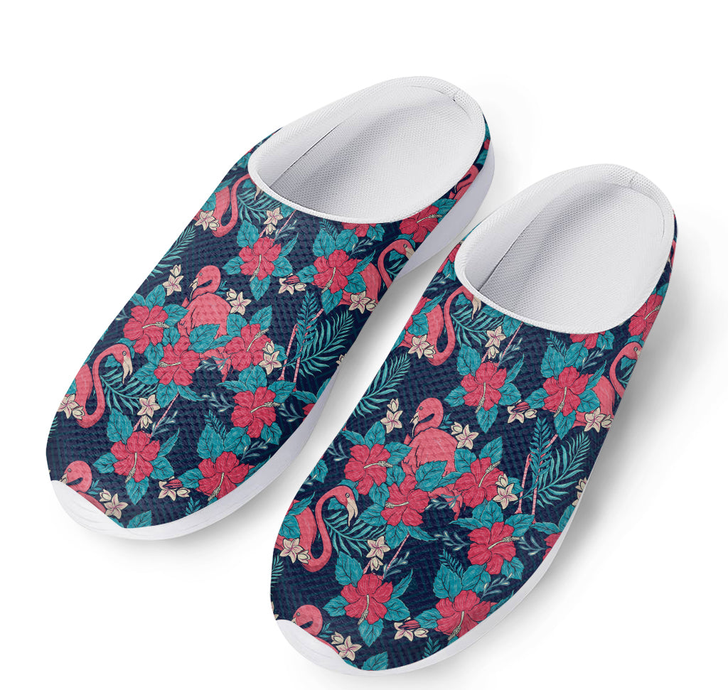 Flamingo And Hawaiian Floral Print Mesh Casual Shoes