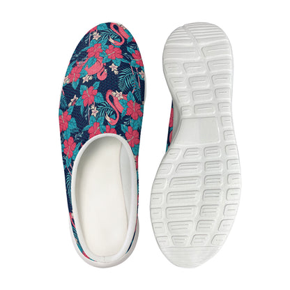 Flamingo And Hawaiian Floral Print Mesh Casual Shoes