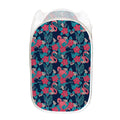 Flamingo And Hawaiian Floral Print Mesh Laundry Hamper