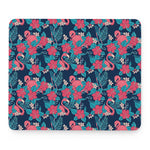 Flamingo And Hawaiian Floral Print Mouse Pad