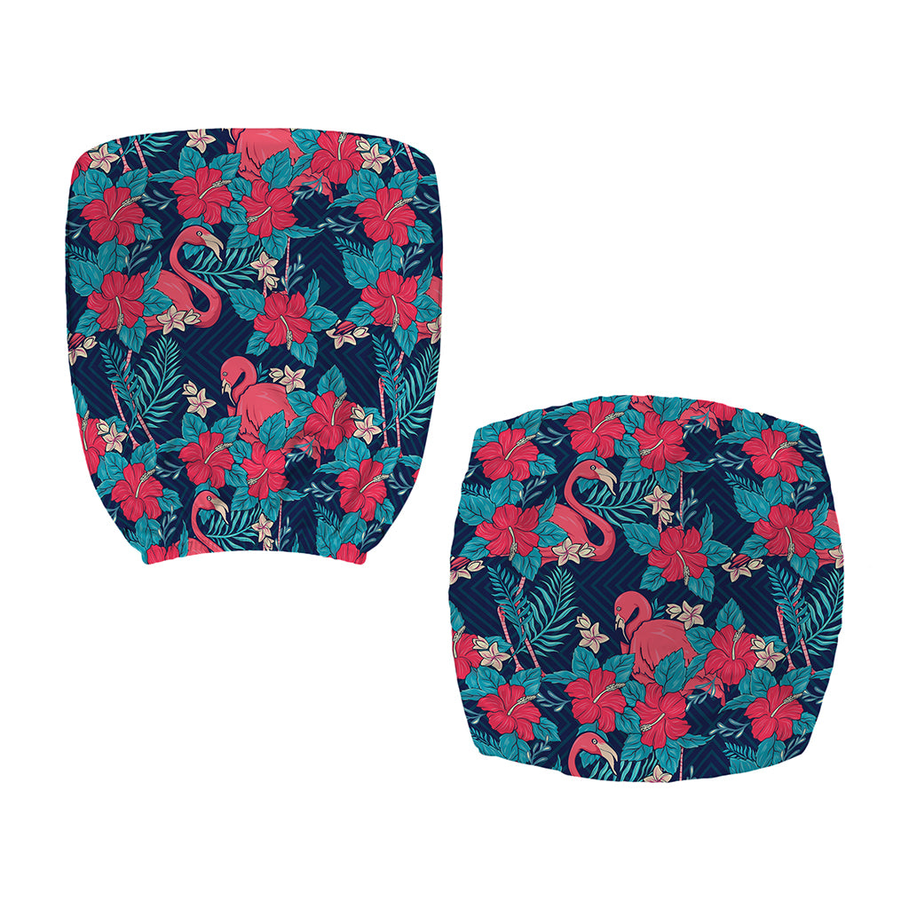 Flamingo And Hawaiian Floral Print Office Chair Cover