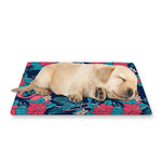 Flamingo And Hawaiian Floral Print Pet Cooling Mat Cover