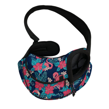 Flamingo And Hawaiian Floral Print Pet Sling Carrier