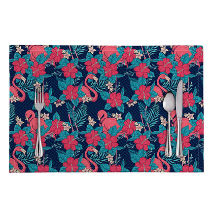 Flamingo And Hawaiian Floral Print Placemat