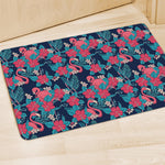 Flamingo And Hawaiian Floral Print Polyester Doormat