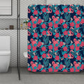 Flamingo And Hawaiian Floral Print Polyester Shower Curtain