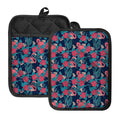 Flamingo And Hawaiian Floral Print Pot Holders With Pocket