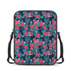 Flamingo And Hawaiian Floral Print Rectangular Crossbody Bag