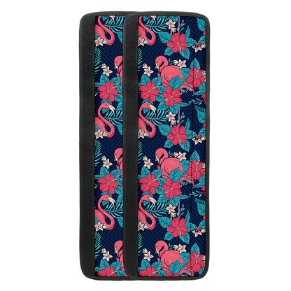 Flamingo And Hawaiian Floral Print Refrigerator Handle Covers