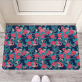 Flamingo And Hawaiian Floral Print Rubber Doormat