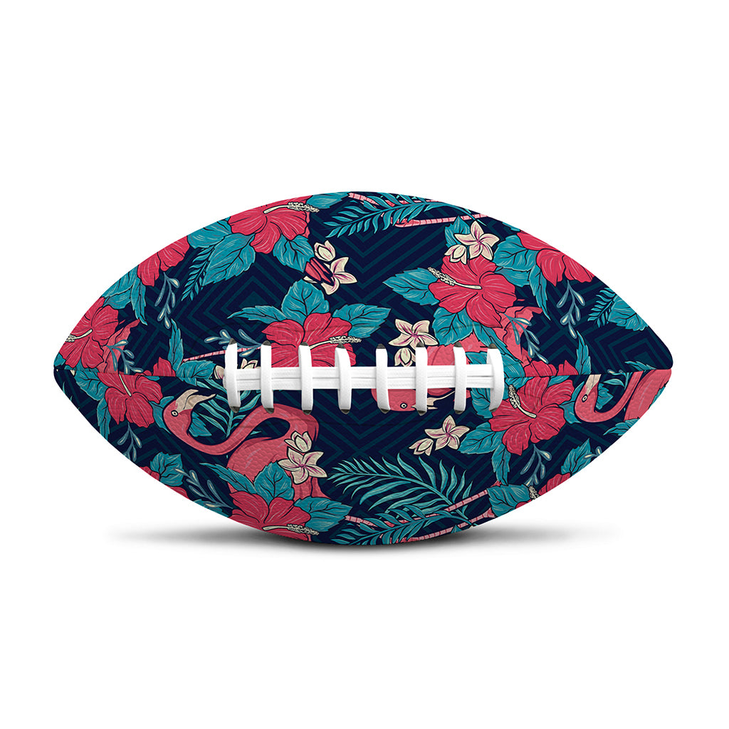 Flamingo And Hawaiian Floral Print Rugby Ball
