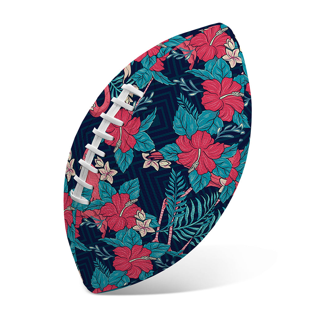Flamingo And Hawaiian Floral Print Rugby Ball
