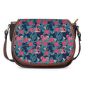 Flamingo And Hawaiian Floral Print Saddle Bag
