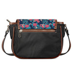 Flamingo And Hawaiian Floral Print Saddle Bag
