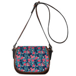 Flamingo And Hawaiian Floral Print Saddle Bag