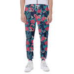 Flamingo And Hawaiian Floral Print Scuba Joggers