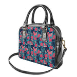 Flamingo And Hawaiian Floral Print Shoulder Handbag