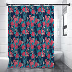 Flamingo And Hawaiian Floral Print Shower Curtain