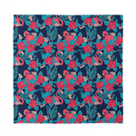 Flamingo And Hawaiian Floral Print Silk Bandana