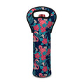 Flamingo And Hawaiian Floral Print Single Neoprene Wine Tote