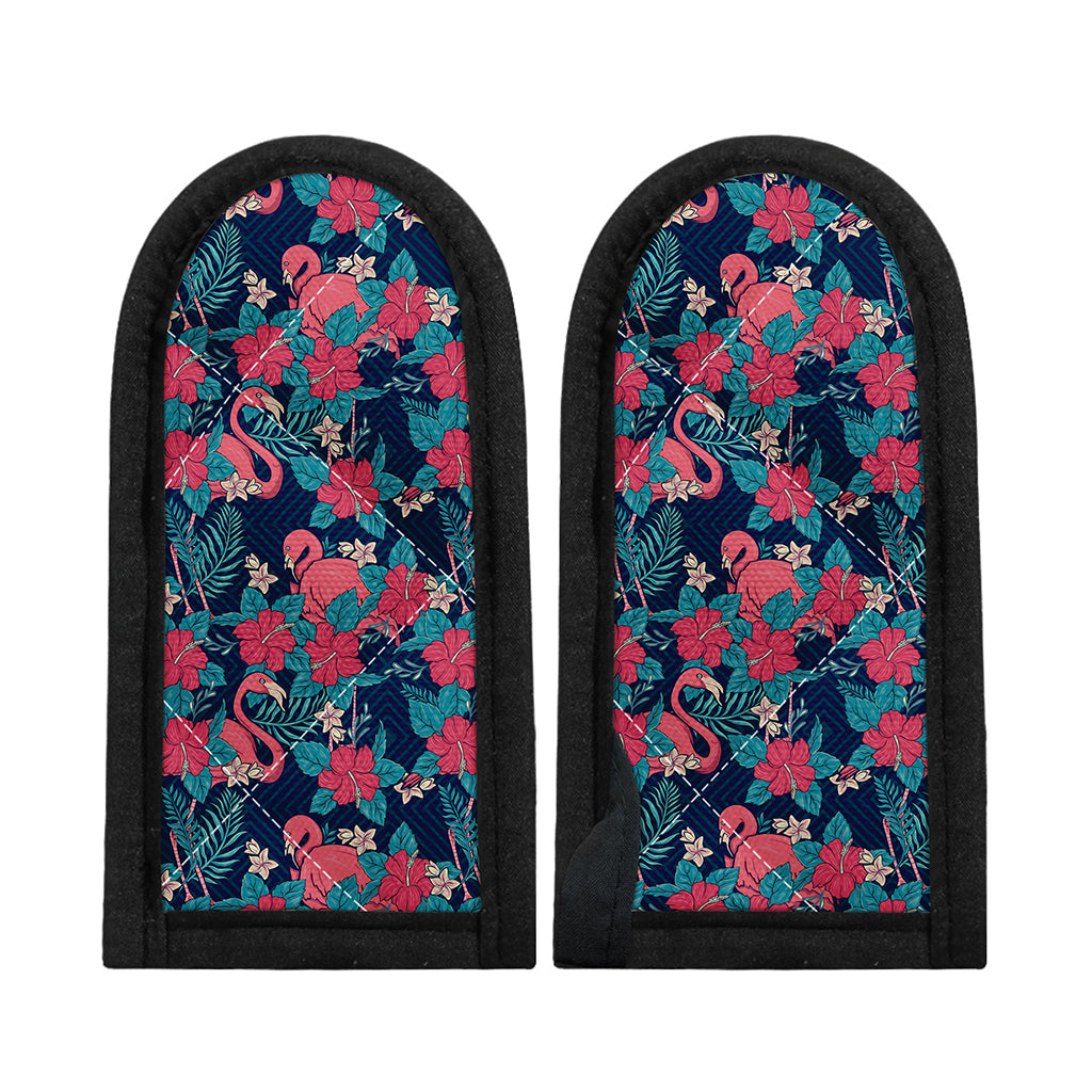 Flamingo And Hawaiian Floral Print Skillet Handle Cover